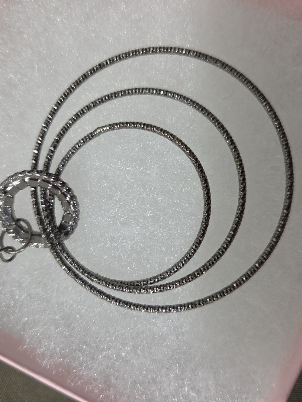 Silver Textured Hoop Necklace - Silver